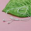 Fashion Cute Girl Bell Anklets Women Solid 925 Sterling Silver Snake Chain anklets.Contracted Double Chain 27cm Anklets. Jewelry