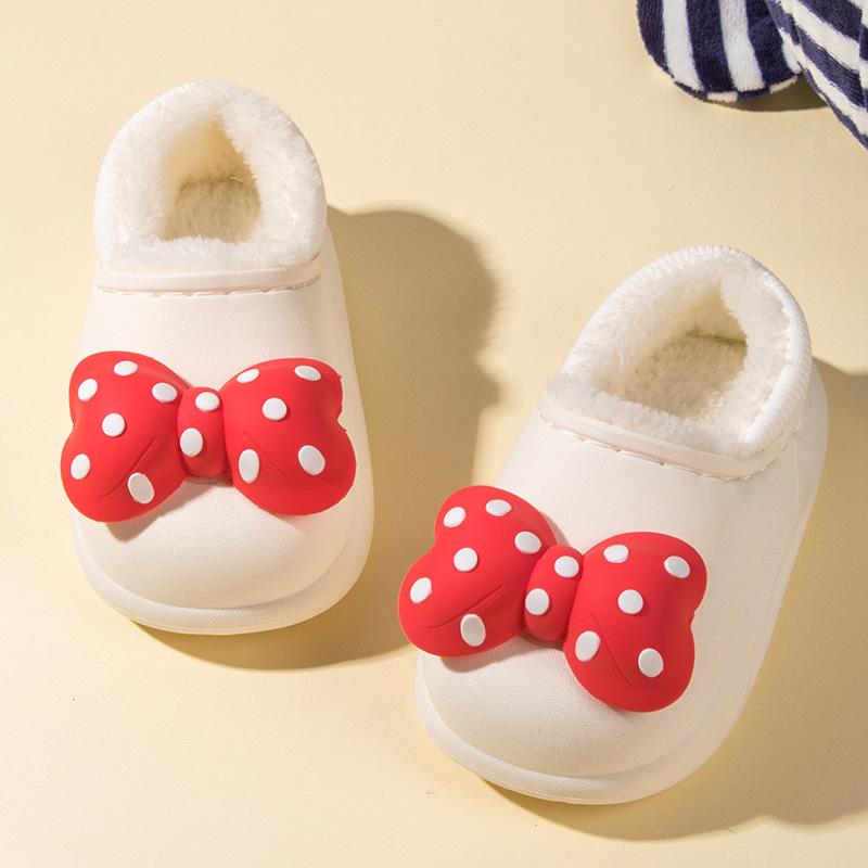 Winter Children's Cotton Shoes with Plush Insulation Cartoon Cotton Slippers for Boys and Girls, Cute Waterproof Fluffy Slippers