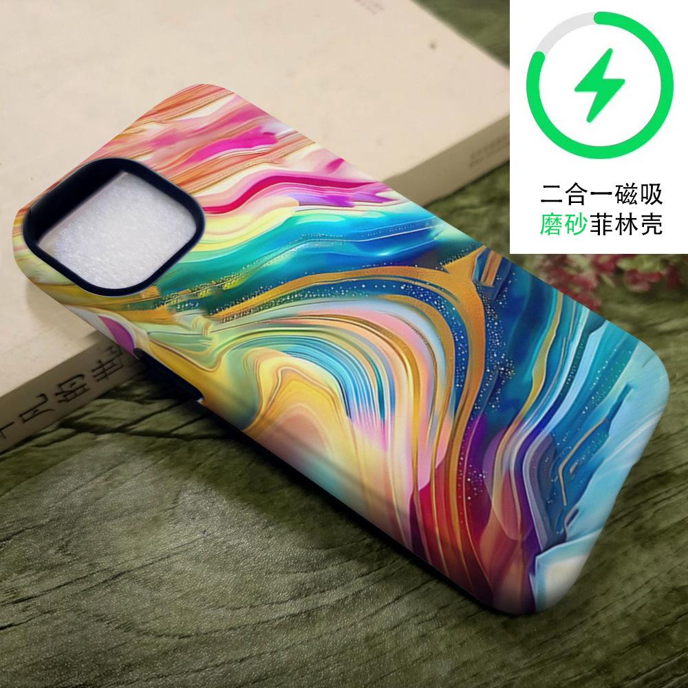 Масляная краска полосатый двухслойный чехол-пленка для iphone14 высококачественный чехол для мобильного телефона apple 17 магнитная противоударная крышка