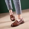 First Layer Cowhide Loafers Women's Spring New Soft Sole Soft Surface Shallow Mouth Beanie Shoes Casual Small Leather Shoes Women's Single Shoes