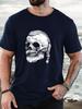 Unisex Black Crew Neck Tee Viking Beard Braid Skull Sketch Retro Gothic Graphic Soft Cotton Casual Male Short Sleeve Tops