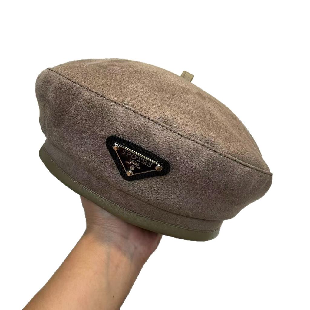 Осенне-зимний треугольный вельветовый восьмиугольный берет из искусственной замши, женский, японский, ретро, подходящий ко всему, подчеркивающий лицо, берет шляпа маленького художника