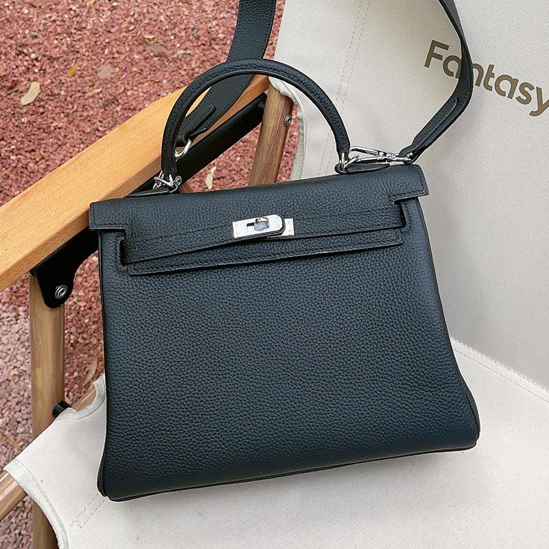 Женская сумка из высококачественной коровьей кожи первого слоя с узором личи, на плечо, кроссбоди