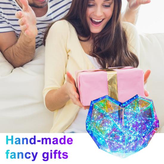 Ночной светильник в форме сердца с призматическим переливающимся 3D-светодиодом в форме сердца, лампа для создания атмосферы в спальне, подарки для влюбленных друзей