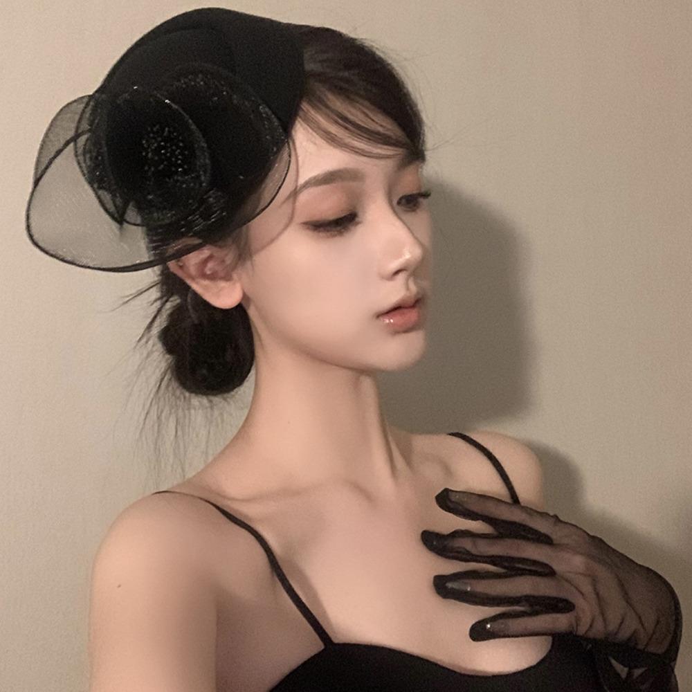 Sweet Feathers Fascinator Hat Flower Funeral Headdress Fashion Veil Hat Headwear  Lady/Bride