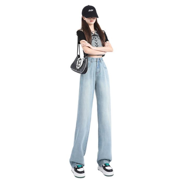 Женские летние новые узкие джинсы с высокой талией, широкие брюки, утягивающие живот и приподнимающие ягодицы, чтобы они выглядели тоньше и мягче