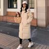 Зимняя одежда с подкладкой женская средняя и длинная летняя новая одежда с подкладкой из хлопка утолщенная выше колена одежда для хлеба куртка с капюшоном на подкладке из хлопка