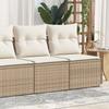 2 Piece Garden Sofa Set with Cushions Beige Poly Rattan & Acacia
