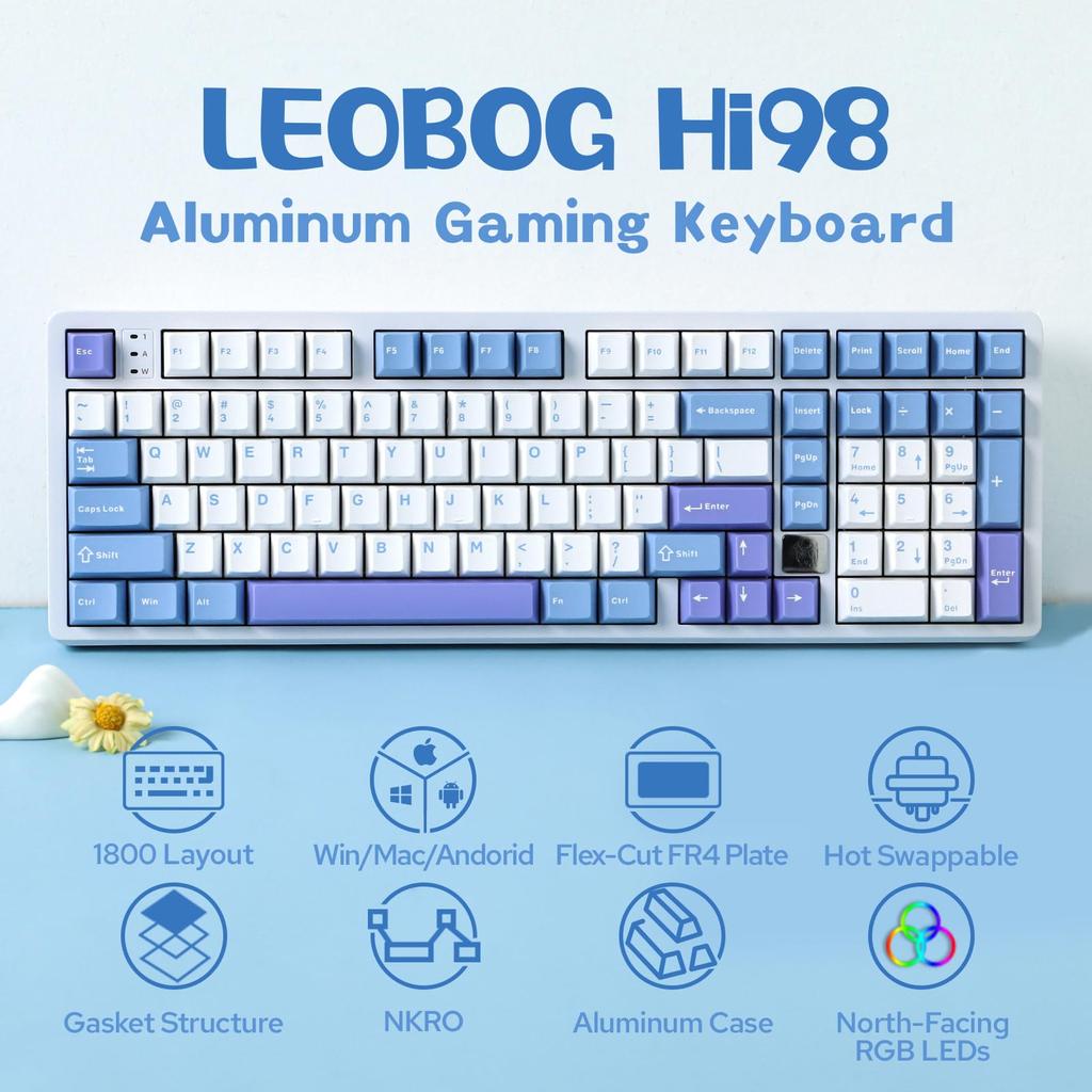 MechLands LEOBOG Hi98 алюминиевый сплав проводная игровая клавиатура с возможностью горячей замены настраиваемая клавиатура программируемая прокладка крепление механическая клавиатура с пластиной FR4 NKRO