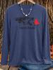 Women's Long Sleeve Tee with Wolf Print & Red Flag Graphic, Crew Neck Soft Casual Pullover for Commute Vacation Outdoor Daily, Gift, Local Shipping