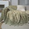 Sofa Towel Multifunctional Cover Green Geometric Jacquard Thick Retro Sofa Cover Blanket