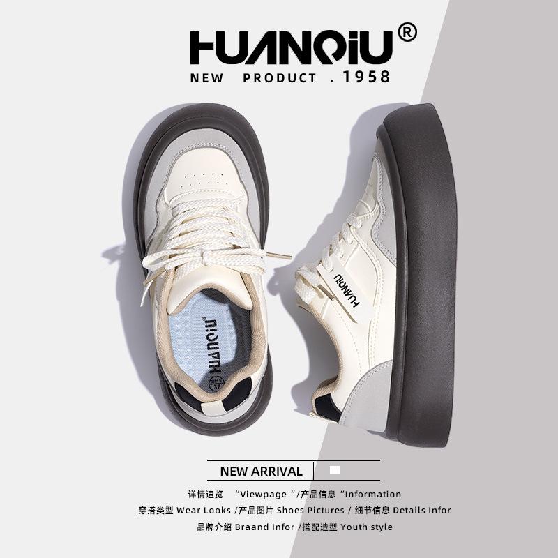 Глобальная женская обувь на платформе с увеличенным каблуком, женская обувь ZHQ5886, весенняя новая круглая студенческая универсальная ретро-туфля маленькая белая обувь