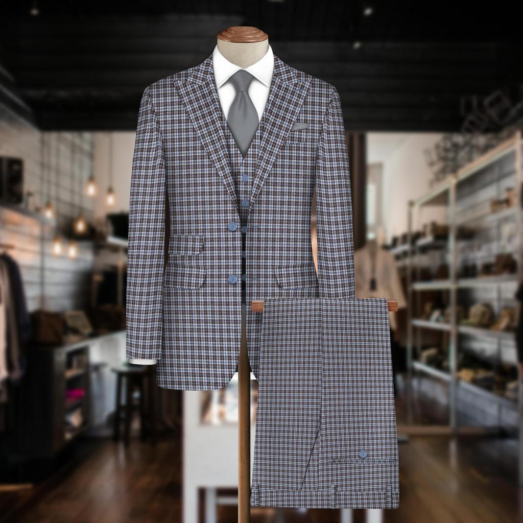 Premium Unstitched Woven Dogtooth Fabric - 70% Viscose, 30% Poly, 450g