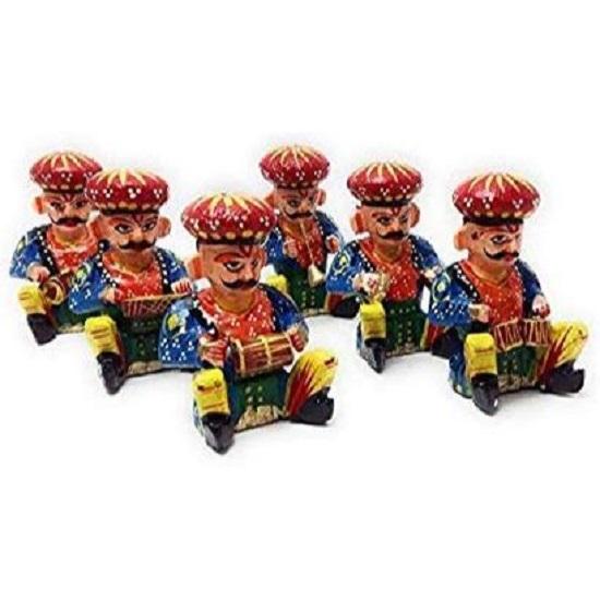 Раджастхани музыкант Бавла набор кукол идол этнический домашний декор предметы ремесла кусок дерева (Набор из 6)