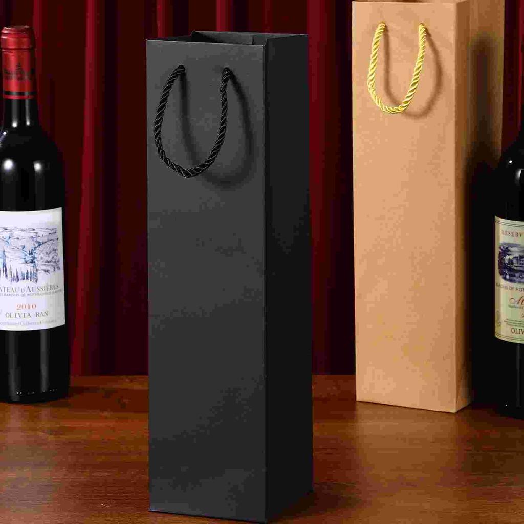 9 Pcs Red Paper Bag Portable Gift Kraft Bags Bottle Carrier Pouch Single Tote for Carriers Picnics Carry