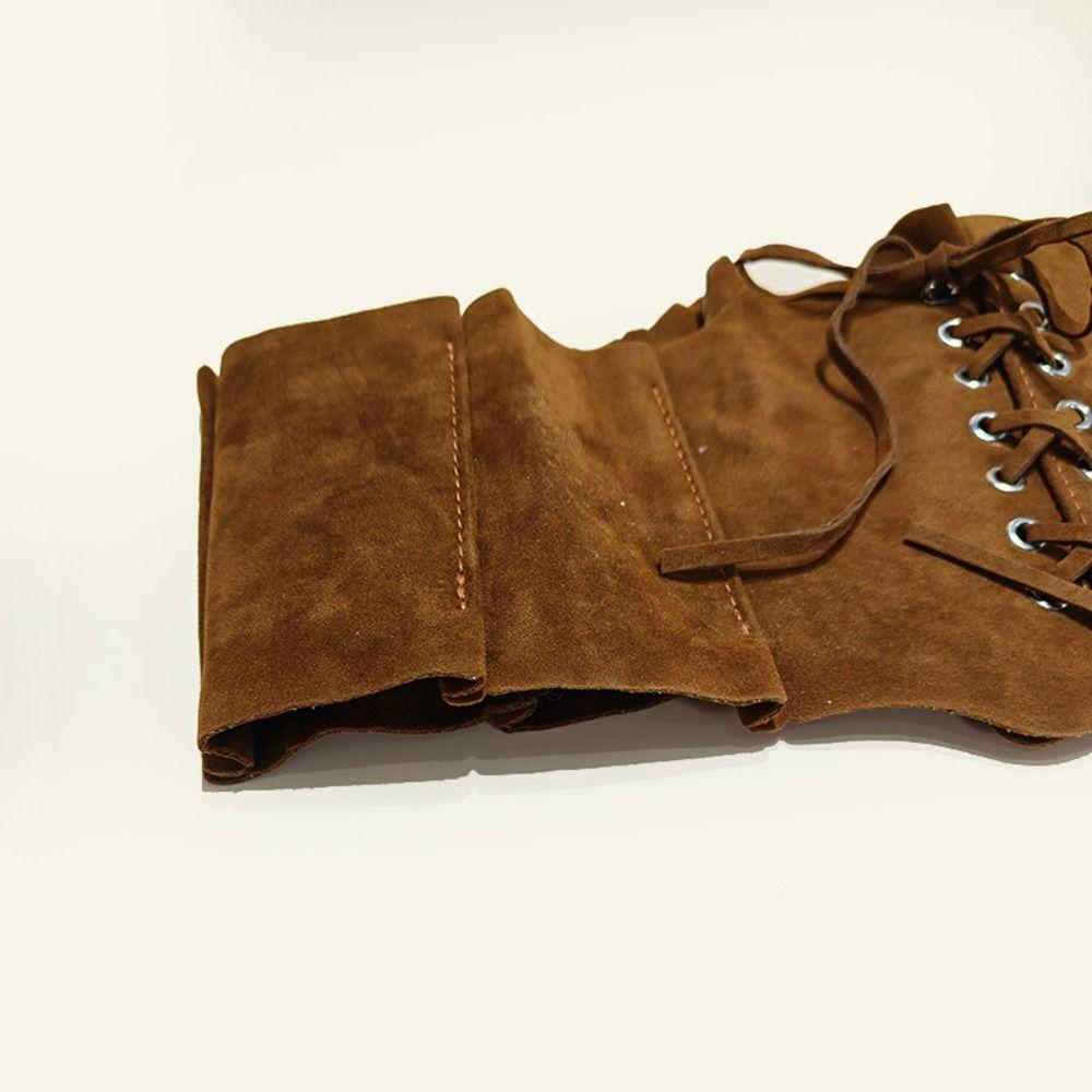 PU Leather Brown Cummerbunds Adjustable Suede Wide Belt Fashion Pu Leather Corset  Ladies