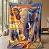 Elephants in Forest Paradise Theme blanket Lightweight Warm Flannel Blanket Decorative Throw Blanket for Home Decoration
