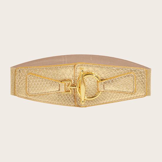 Женский эластичный пояс с золотой пряжкой, износостойкий пояс для рубашки, широкий край, для пальто, платья