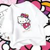 Летняя футболка с мультяшным принтом HelloKitty 2026 года, повседневная хлопковая футболка с коротким рукавом для взрослых и детей, милый кавайный стиль streetwear