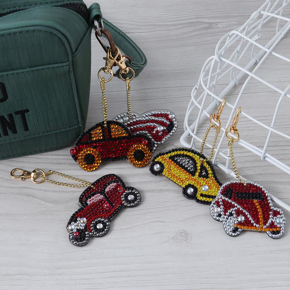 DIY Full Drill Diamond Painting Mini Car Keychain Bag Hanging Decoration Crafts Materials Kit