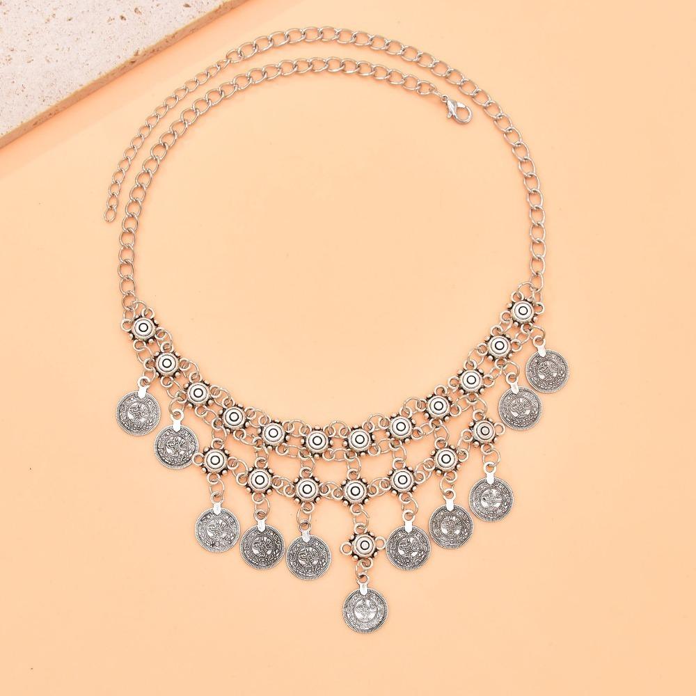 Богемное Стиль Монета Ожерелье Универсальное Этнические Шармы Ожерелье Заявление Ожерелье Для Женщин