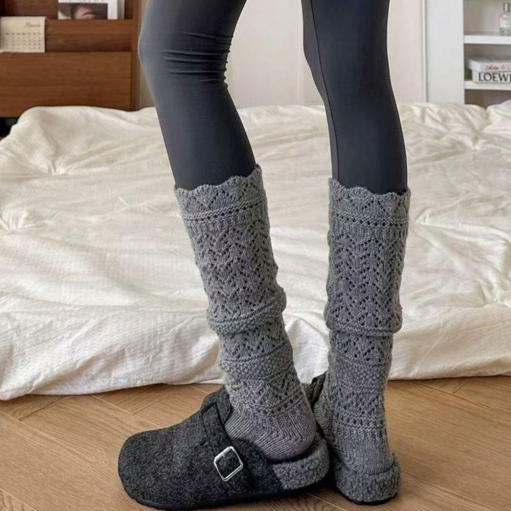 Breathable Hollow Calf Socks Knitted Mid Tube Socks New Stacked Long Tube Socks Women Girls