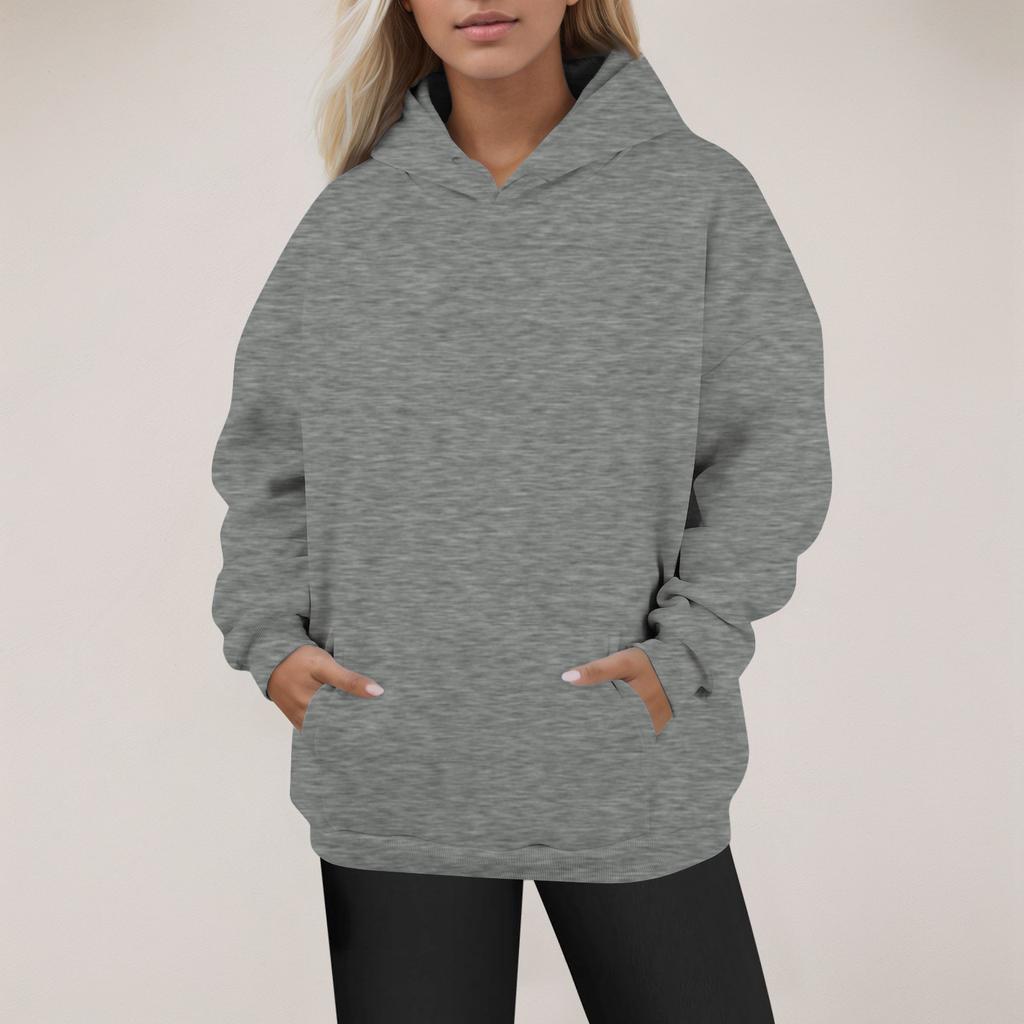 Женские модные повседневные универсальные повседневные толстовки с круглым вырезом, однотонные топы с длинными рукавами