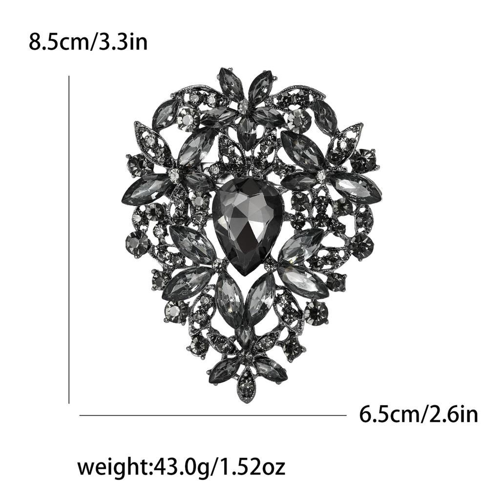 Fashion Exquisite Alloy Large Rhinestone Glass Brooch Exaggerated Temperament Women'S Clothing Corsage Jewelry Pin