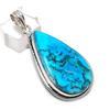 Tibetan Turquoise Gemstone Handmade 925 Sterling Silver Pendant 2.21" Z3t55