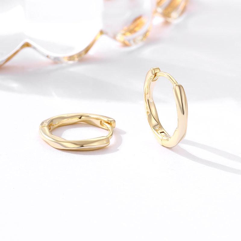 S925 Sterling Silver Women's Twisted Circle Ear Cuffs, Geometric Irregular Earrings