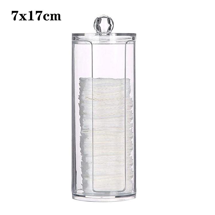 Cotton Swab Organizer Storage Bamboo Cover Acrylic Round Organizer Makeup Storage Box Container Organizadores