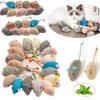 50pcs Rattle Cat Mouse Toys Also Prefilled Catnip Faux Fur Cat Mice Toys Interactive Cat Game Catnip Toys for Indoor Cats Toy