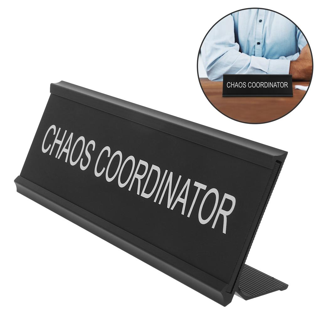 Aluminum Alloy Position Card Office Name Plate Chaos Coordinator Desk Plaque Rustic Metal Desktop Sign Decorative