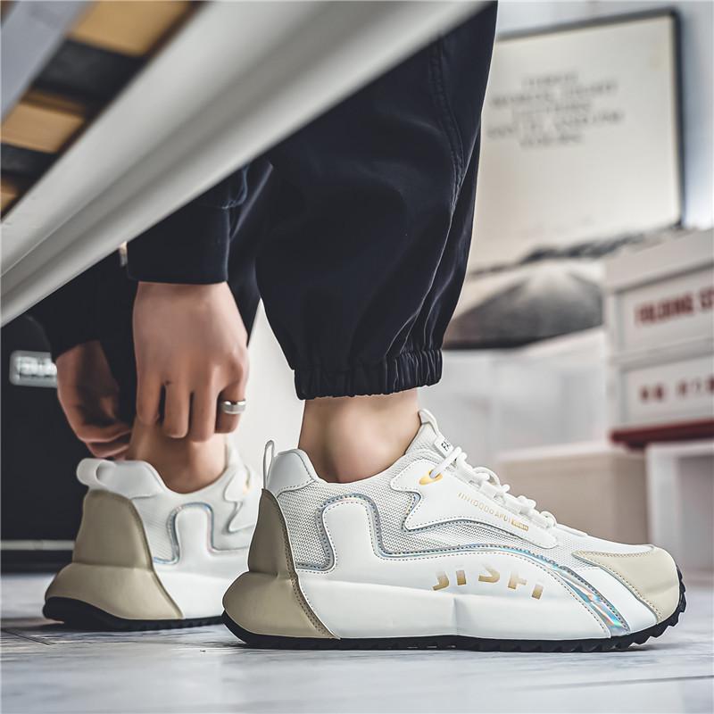 Дизайнерские мужские кроссовки, кожаные водонепроницаемые повседневные спортивные туфли, мужские легкие дышащие нескользящие туфли на платформе