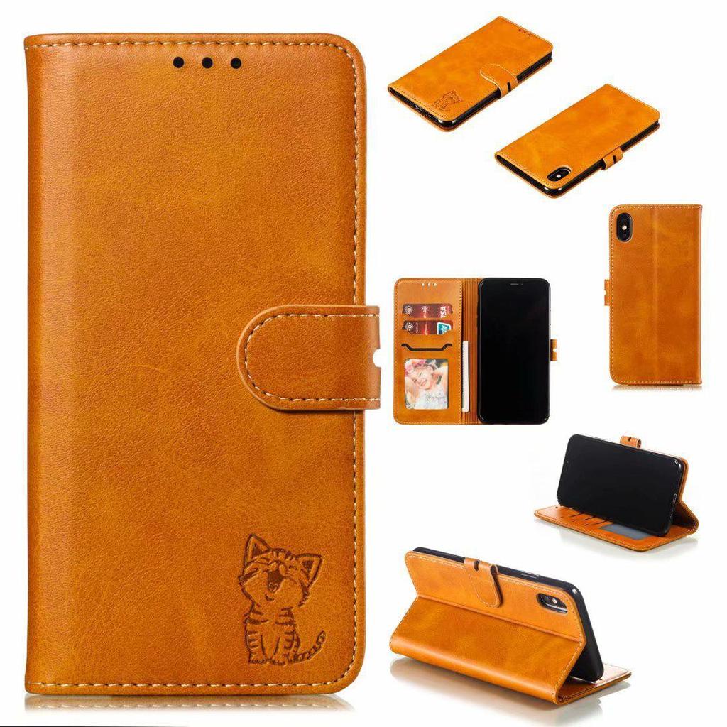Pixel6 Google Card Wallet Phone Case Sony Flip Xperia1 Embossed Happy Cat Leather Case - Ideal for Protecting Your Phone In Style!