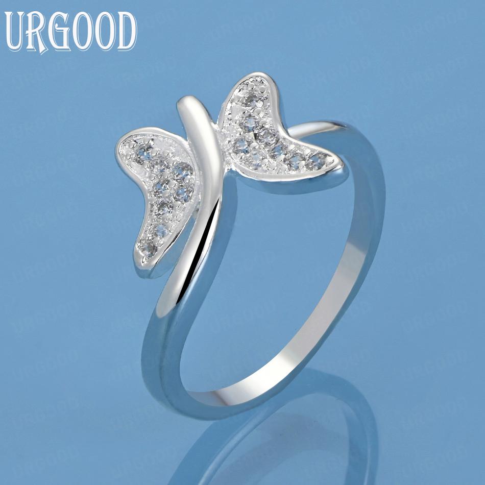 Ювелирные изделия из стерлингового серебра 925 пробы Кольцо с цирконом AAA в виде бабочки