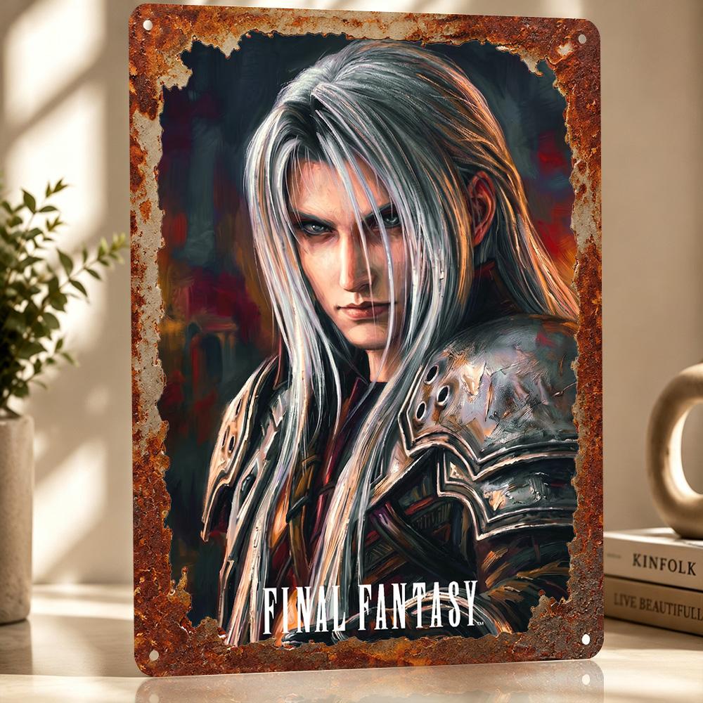 Sephiroth Final Fantasy Painting D Printed Texture Poster Personalized Wall Art Retro Metal Tin Signs for Room Decoration Man