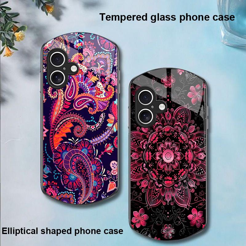 Красочный Цветочный Тотем Для Apple IPhone 16 11 13 15 14 Pro Max 12 Mini 7 8 Plus XR XS Чехол для телефона из закаленного стекла эллиптической формы