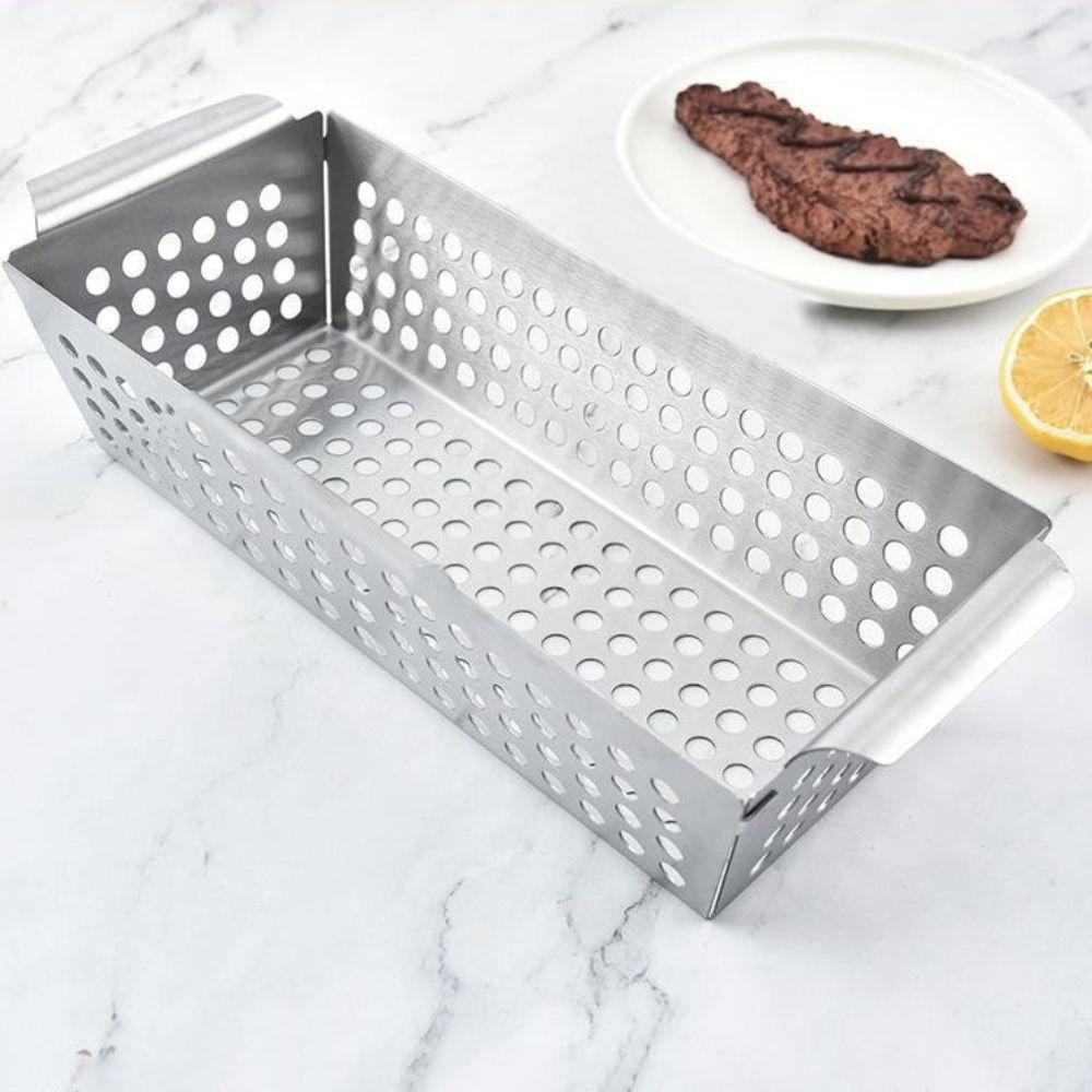 Leakage Hole Design Grilling Plate Double Handle Frying Food Holding Pan BBQ Tray  Seafood