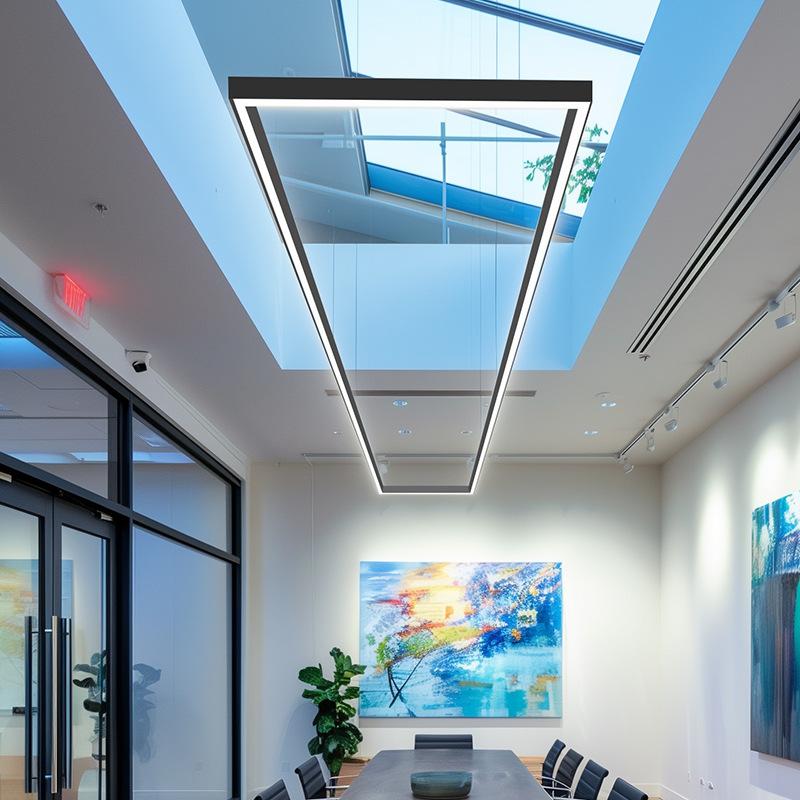 Офисная люстра с плавным затемнением, прямоугольный светильник для конференц-зала, 97-цветная бесшовная полоса для защиты глаз