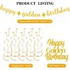 12Pcs Golden Birthday Party Decorations Includes Happy Golden Birthday Banner,10Pcs gold hanging swirls, 1Pcs Glitter Golde Cake Topper.