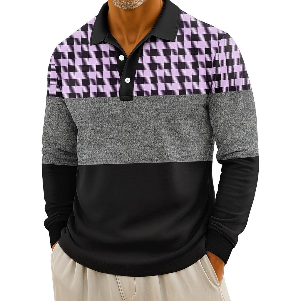 Мужские повседневные топы с длинными рукавами на пуговицах с полосатым принтом