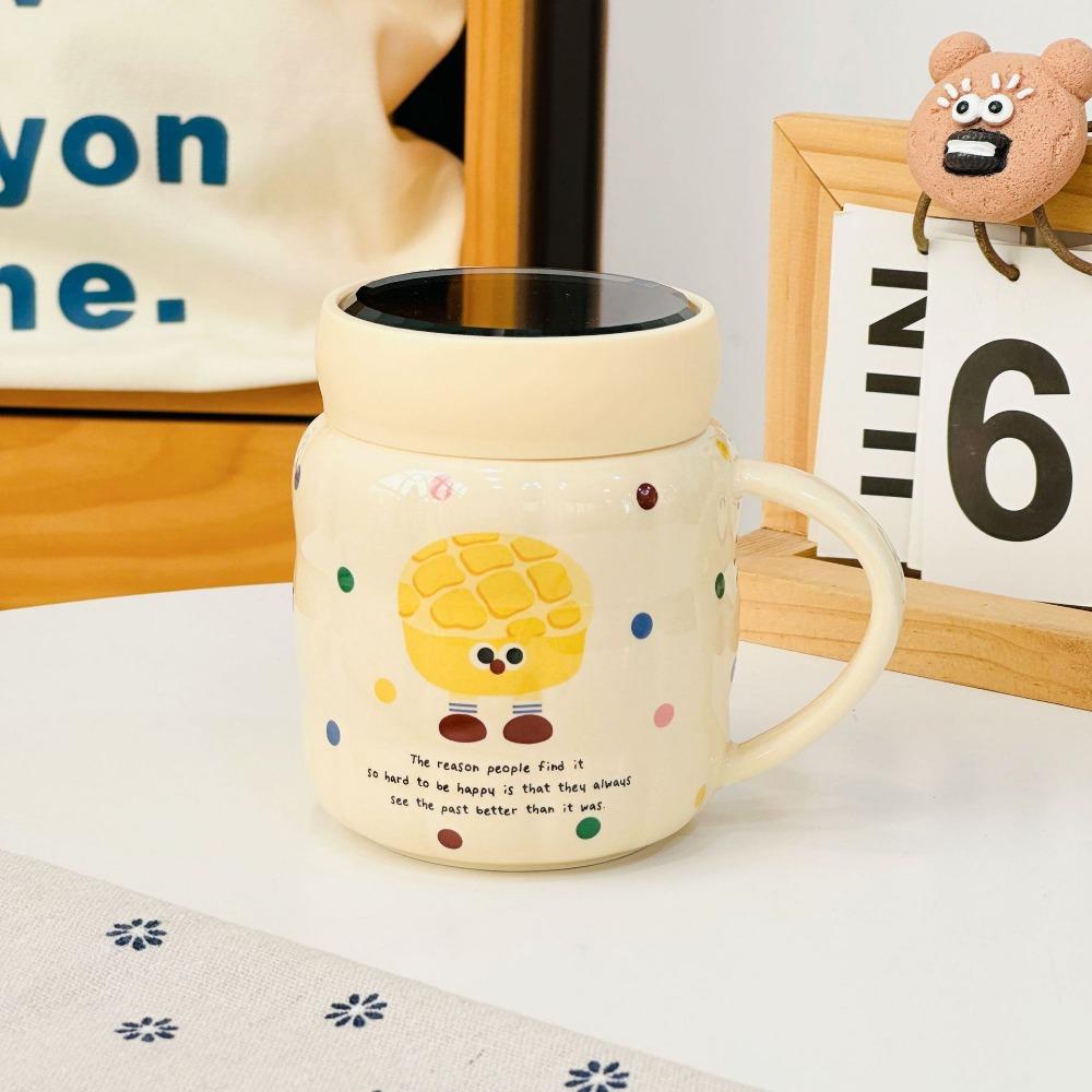 Сердце для девочек с крышкой Ложка Кролик Мультфильм Керамическая чашка Милая розовая кружка Высокий внешний вид Большая емкость Сувенир