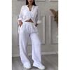 Women's Summer Office Suit Comfortable Loose Shirt + Pants Two Piece Set
