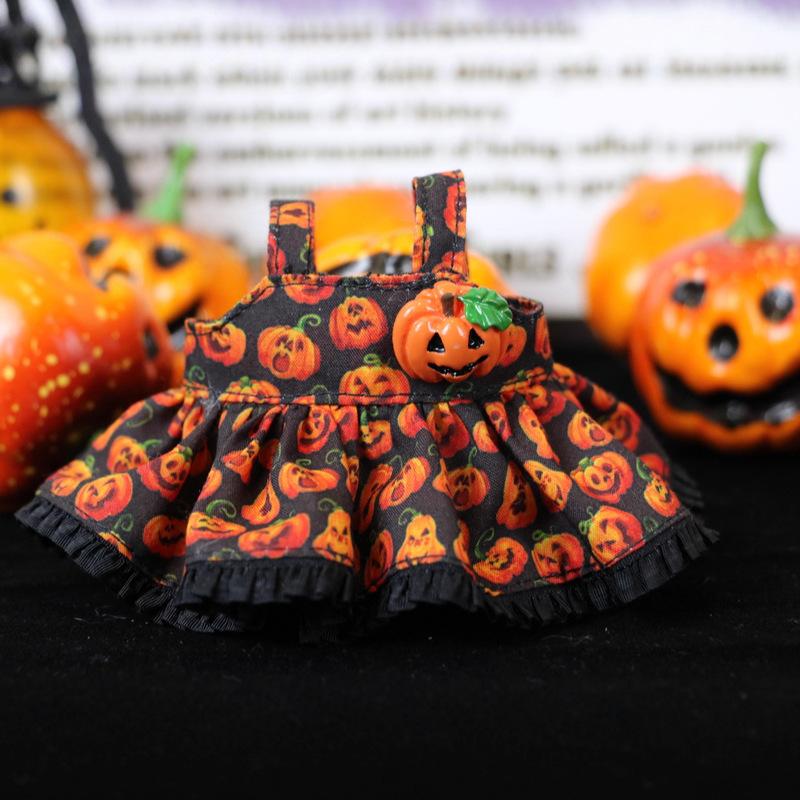 17cm Dolls Clothing For Labubu Outfit Accessories Sitting Party Halloween Trick-Or-Treat Series Accessory Pumpkin Headwear Dress