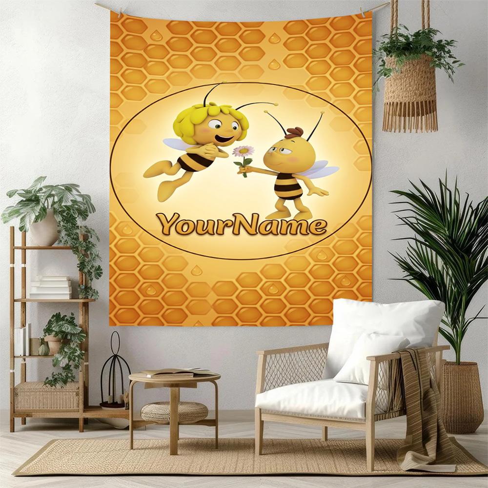 Biene Maja Custom Your Name Wall Decor Tapestry Art For Pet Memorial Birthdaywedding Party Backdrop Family Gift