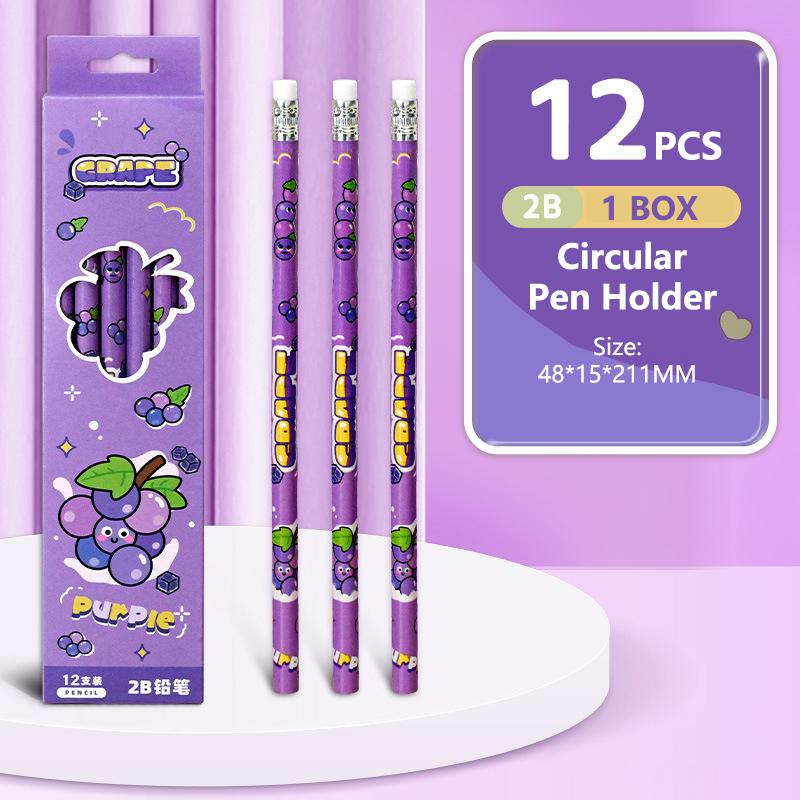 12 шт. Мультяшный милый деревянный карандаш 2B с ластиком, инструмент для письма и рисования, эскизный карандаш, школьные и офисные принадлежности, студенческие канцелярские товары, подарки