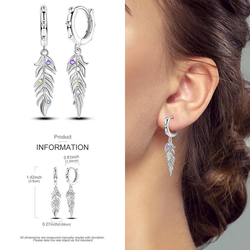 2024 New Earring for Women 925 Silver Sparkling Star Butterfly Heart Tassels Feather Hoop Earrings Engagement Wedding Jewelry