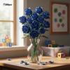 585Pcs Gothic Black Pink Blue Rose Flower Bouquet Building Blocks Set Creative Decoration Valentine Gift Idea Beautiful Box