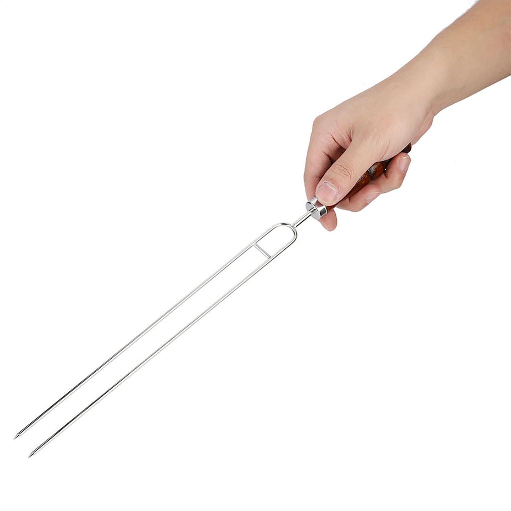 6Pcs Stainless Steel U Shaped Barbecue Fork Skewers with 2Pcs Silicone Baking Oil BBQ Brush